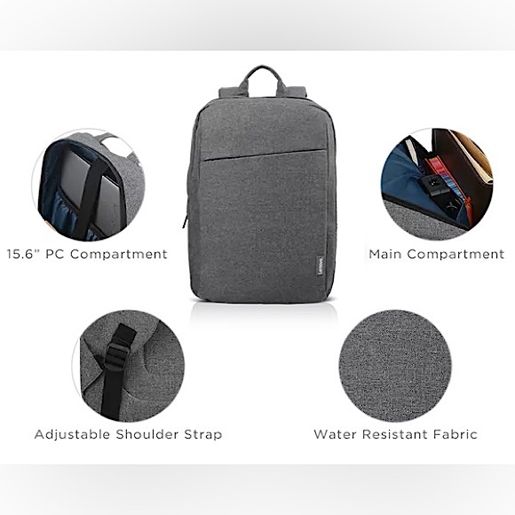 🆕 Lenovo 15.6" in. laptop Grey Lightweight School /Work /Trips Backpack B210 🎒 - Picture 4 of 15